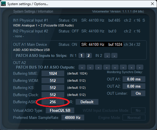 Voicemeeter Settings